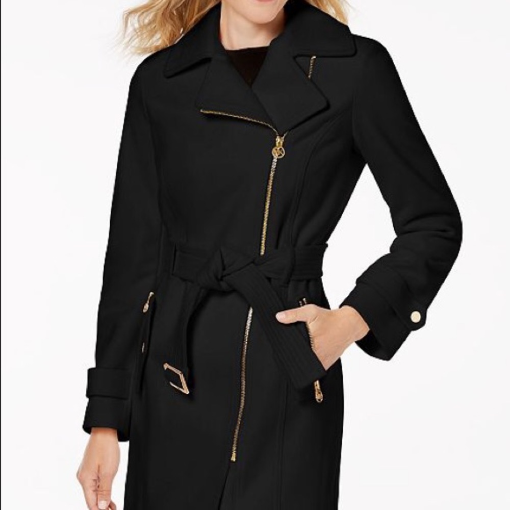MK asymmetrical belted coat